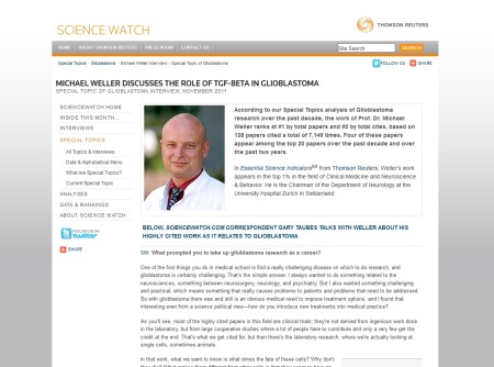 Michael Weller interview for Science Watch
